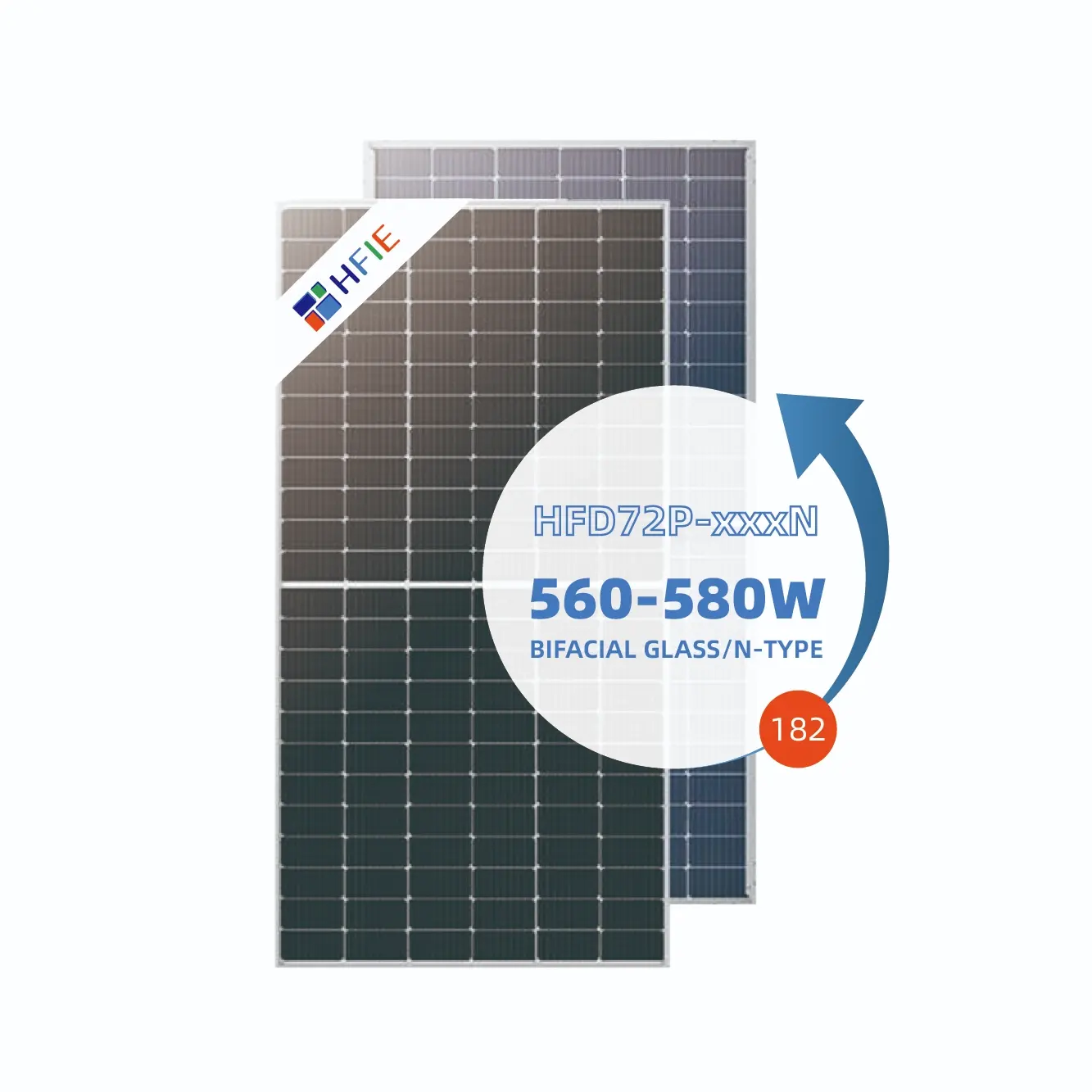 High efficiency 560-580W N-type double-sided glass 144 half-cell solar panel